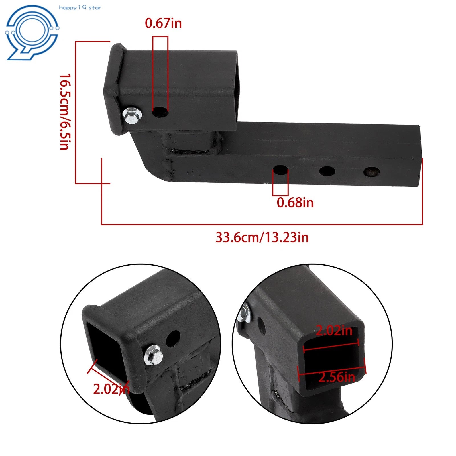 Trailer Hitch Riser for 2 Inch Receivers (7500 lbs, 4 Inch Rise/Drop)