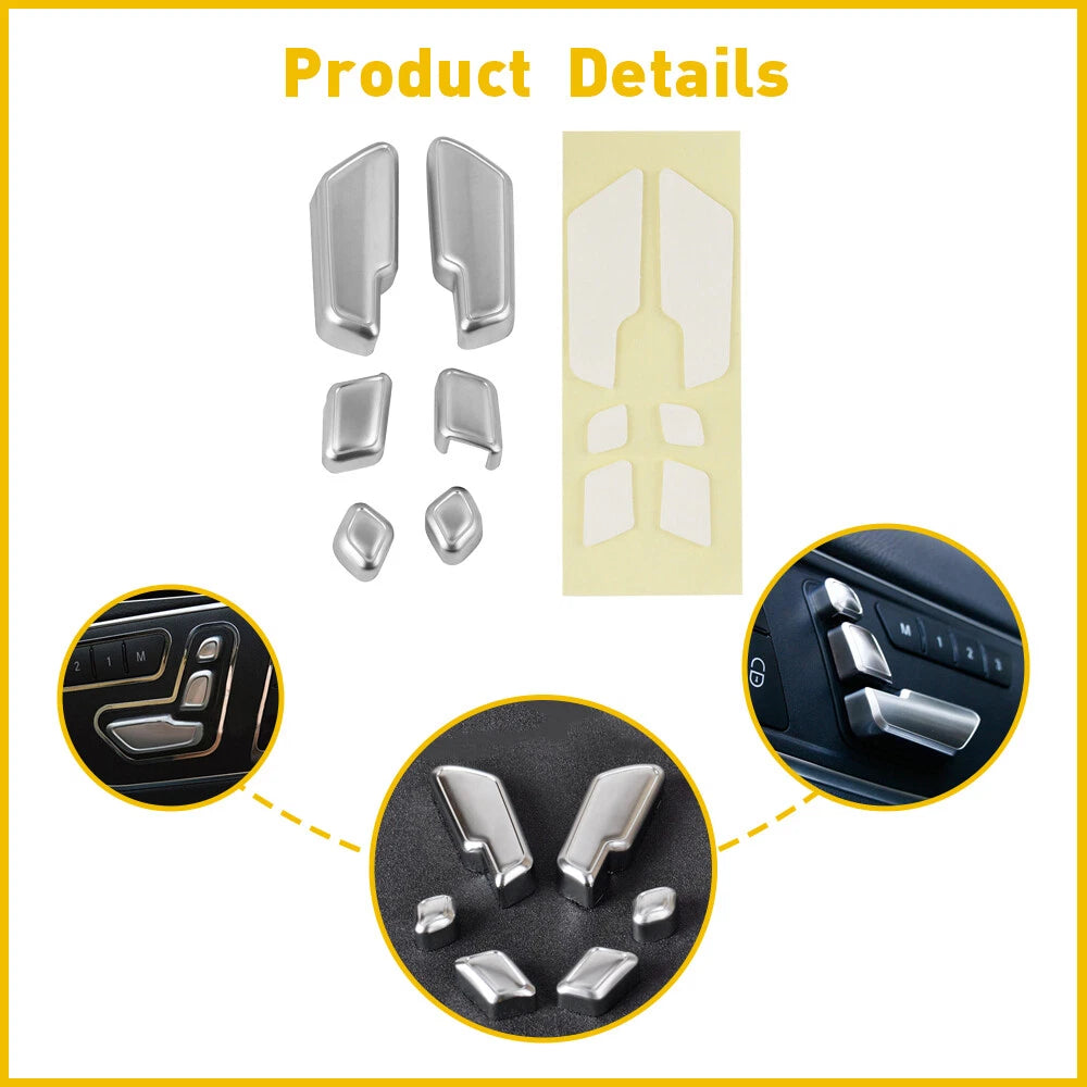 Chrome Door Seat Adjust Button Switch Cover Trim for Mercedes-Benz E Class (2009â2016)