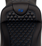 SADDLEMEN RoadSofa Seat for Harley Davidson (Extended Reach, Blue Stitch)