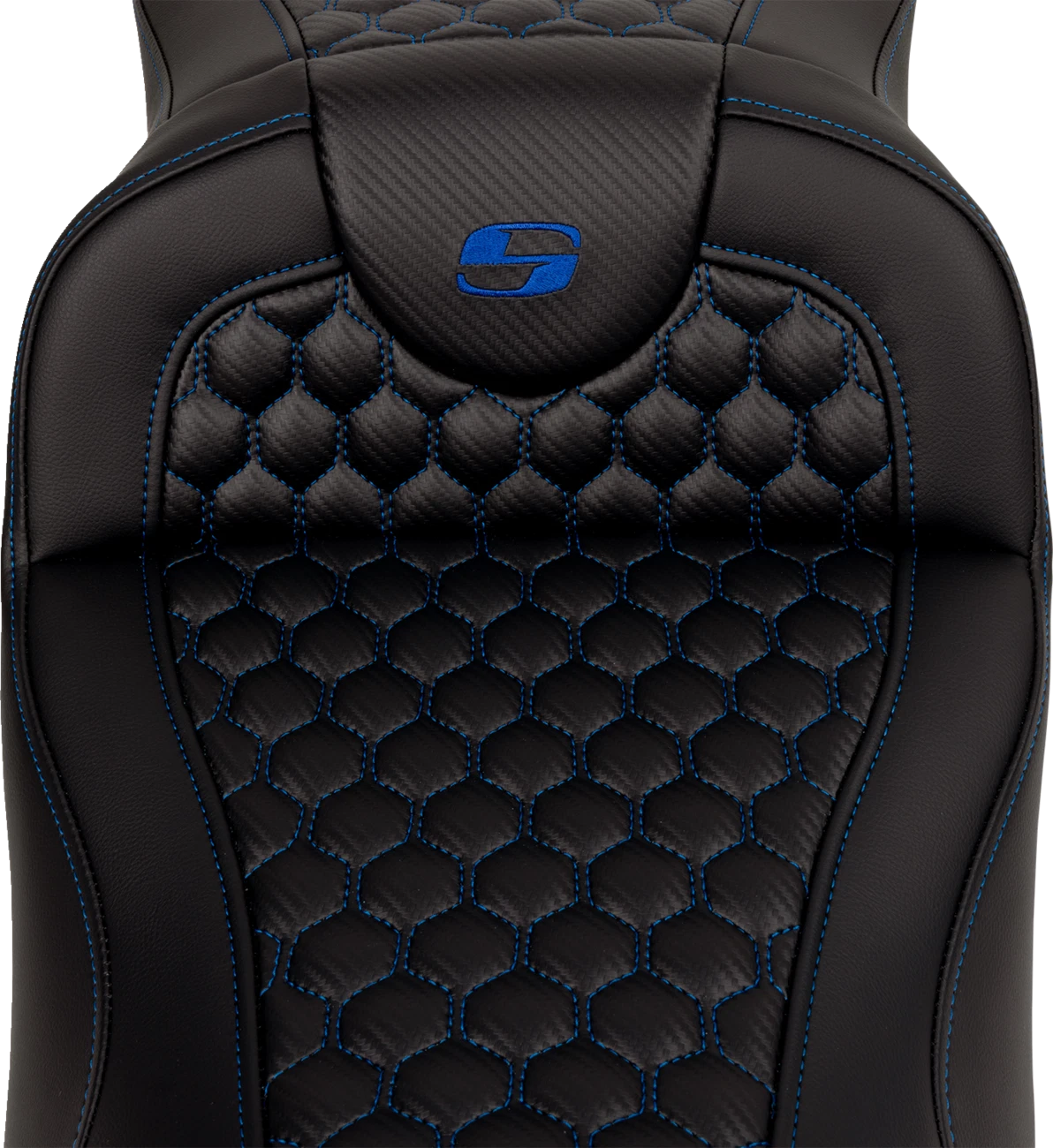 SADDLEMEN RoadSofa Seat for Harley Davidson (Extended Reach, Blue Stitch)