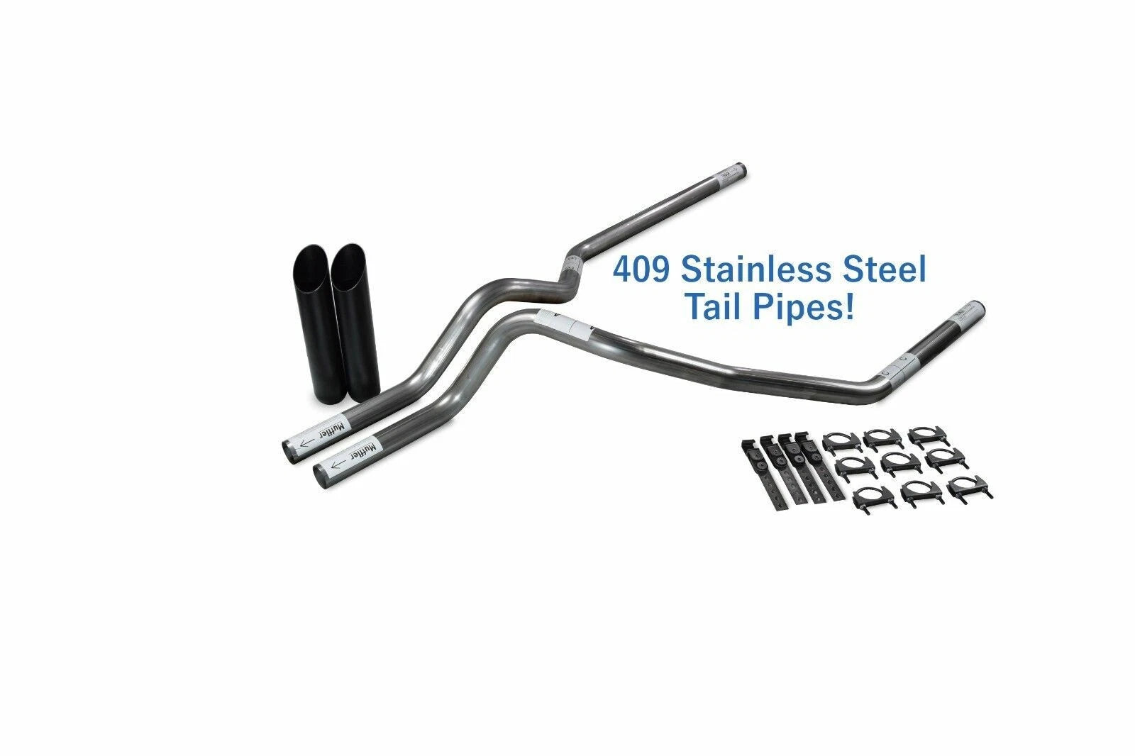 2.5" Stainless Dual Exhaust Kit for Chevy GMC 1500 (1999–2006) Black Tips