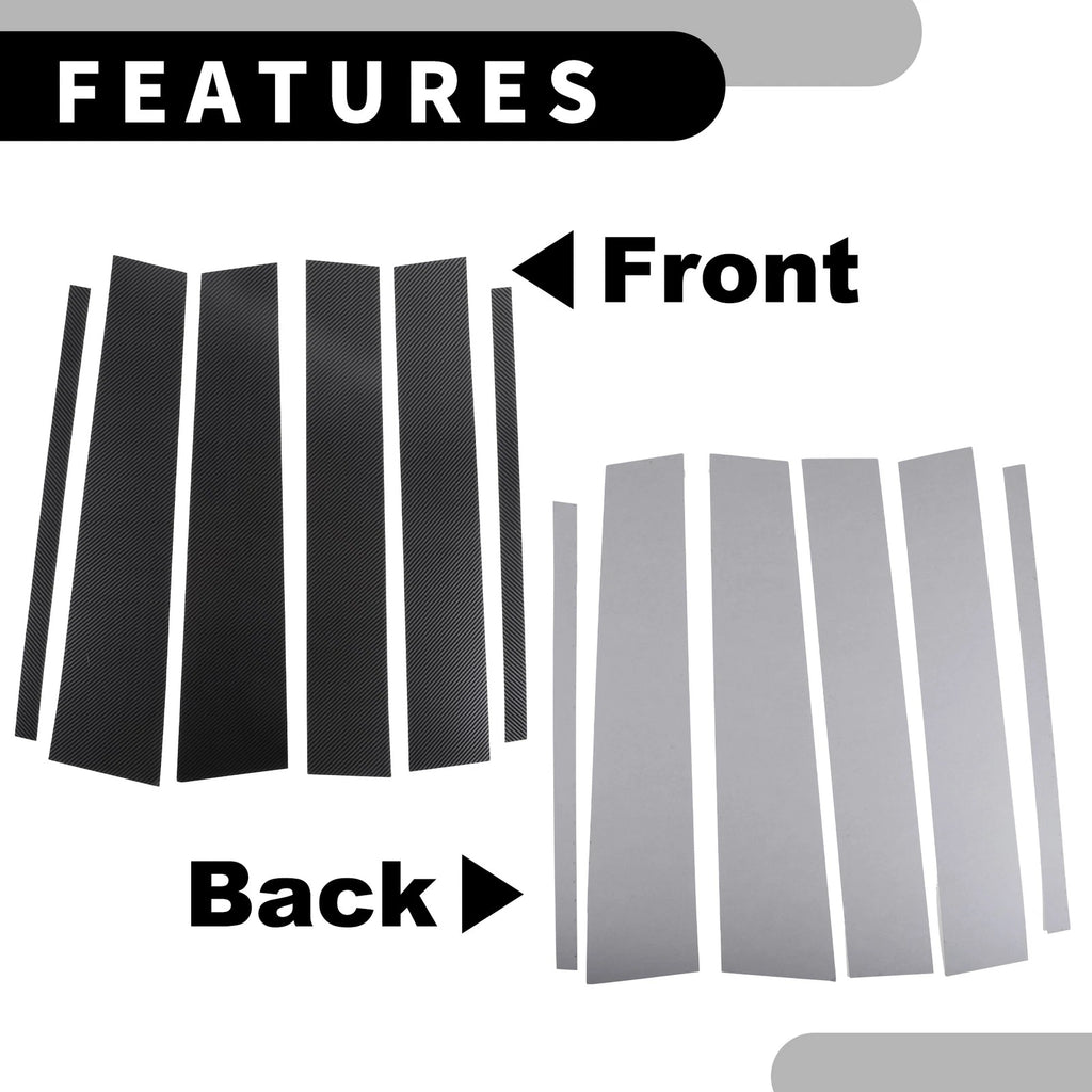 6pcs Window Trim Cover for Nissan Titan (2004–2015) Black Carbon Fiber