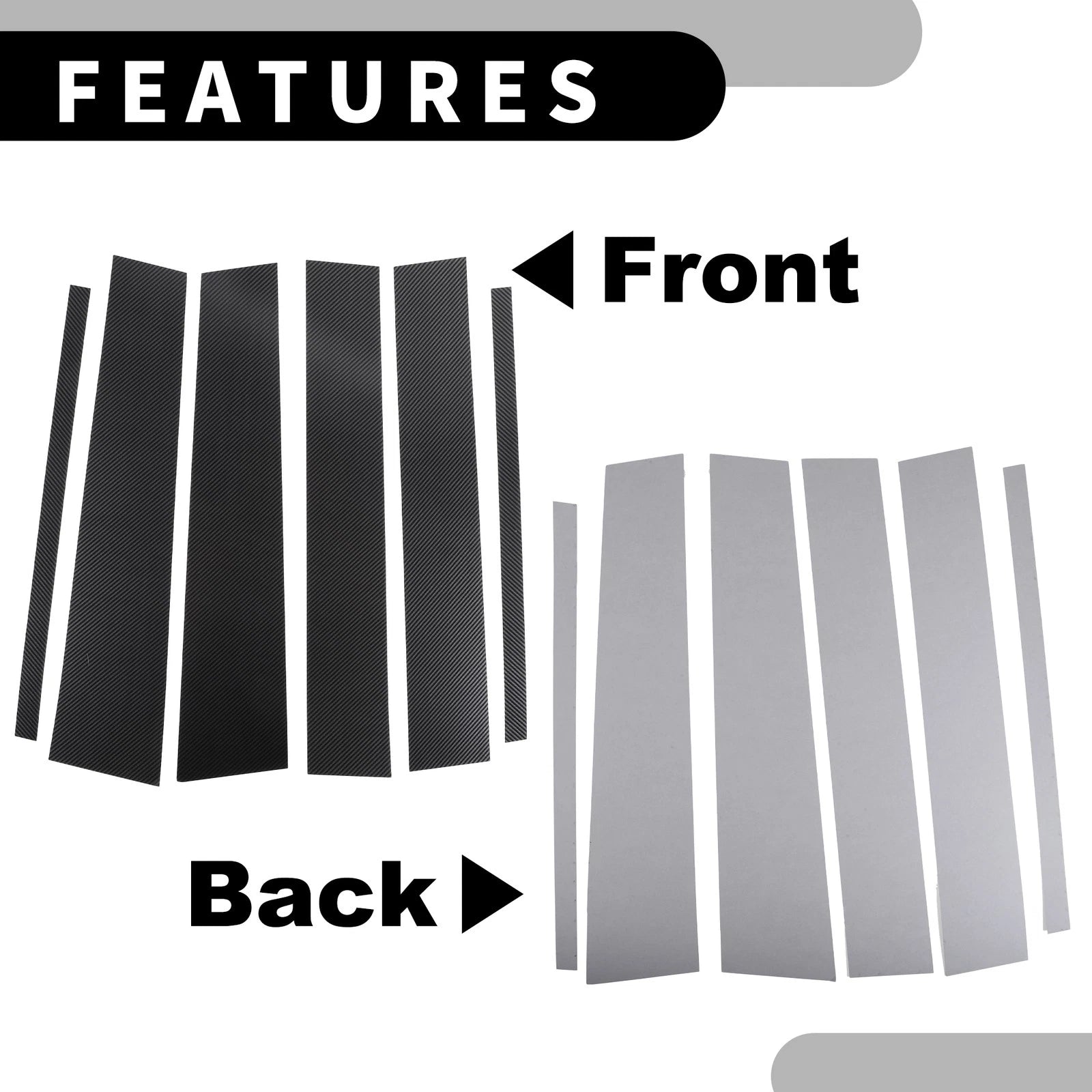 6pcs Window Trim Cover for Nissan Titan (2004–2015) Black Carbon Fiber