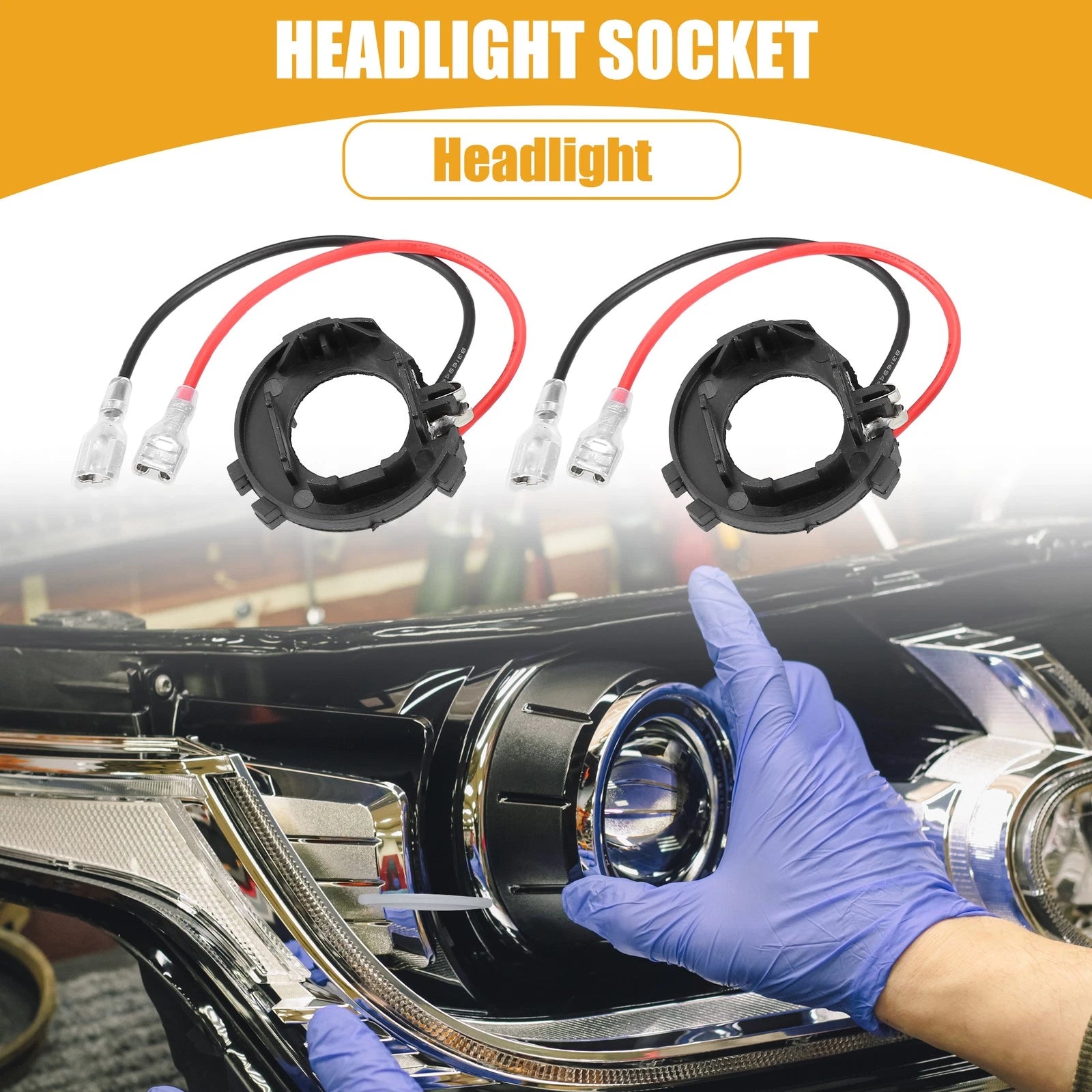 1 Pair LED Headlight Holder Socket for Volkswagen 