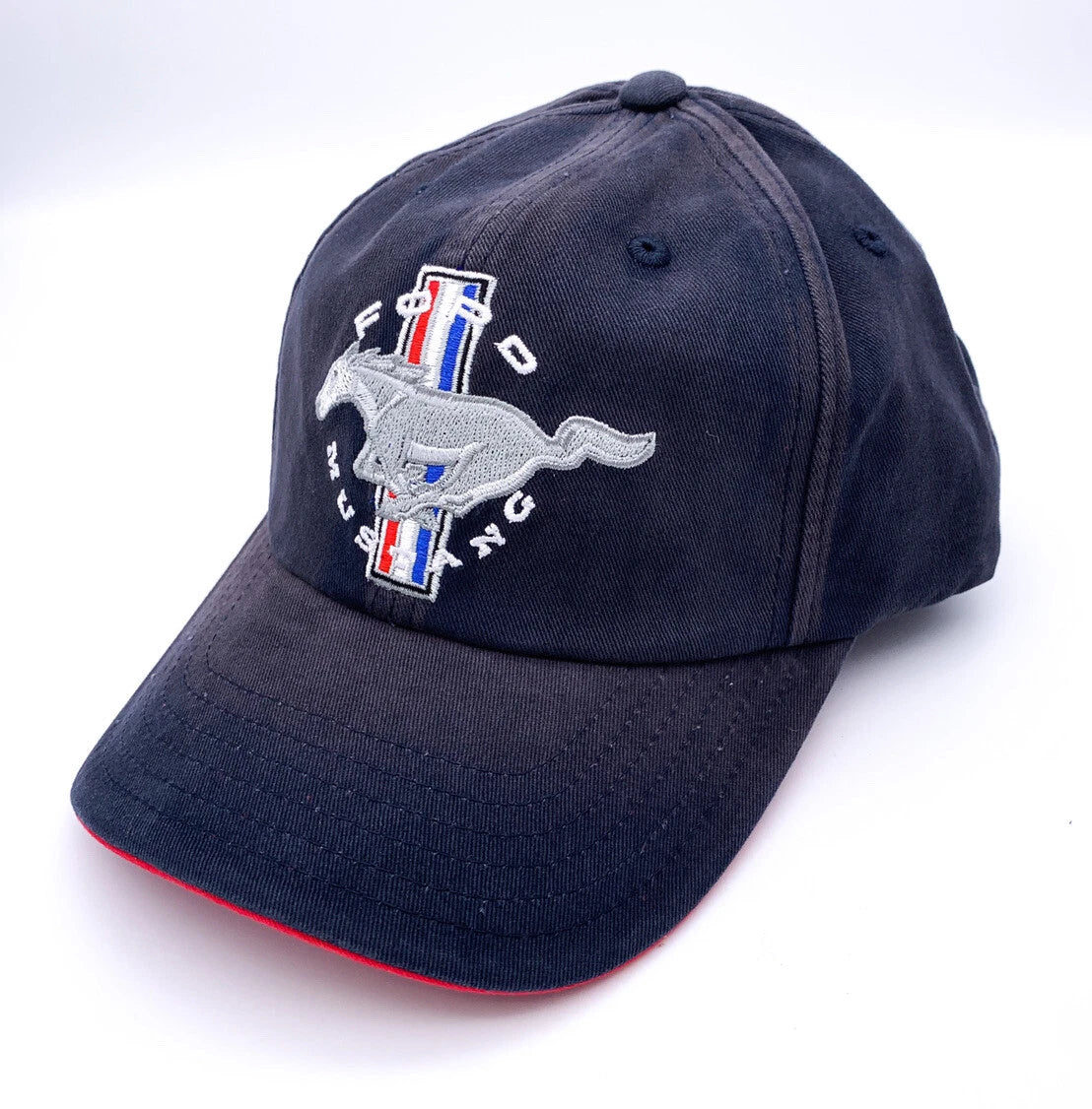 Ford Mustang Hat Cap Navy Chemical Washed Tri Bar Logo for Ford Mustang (2005–2018)