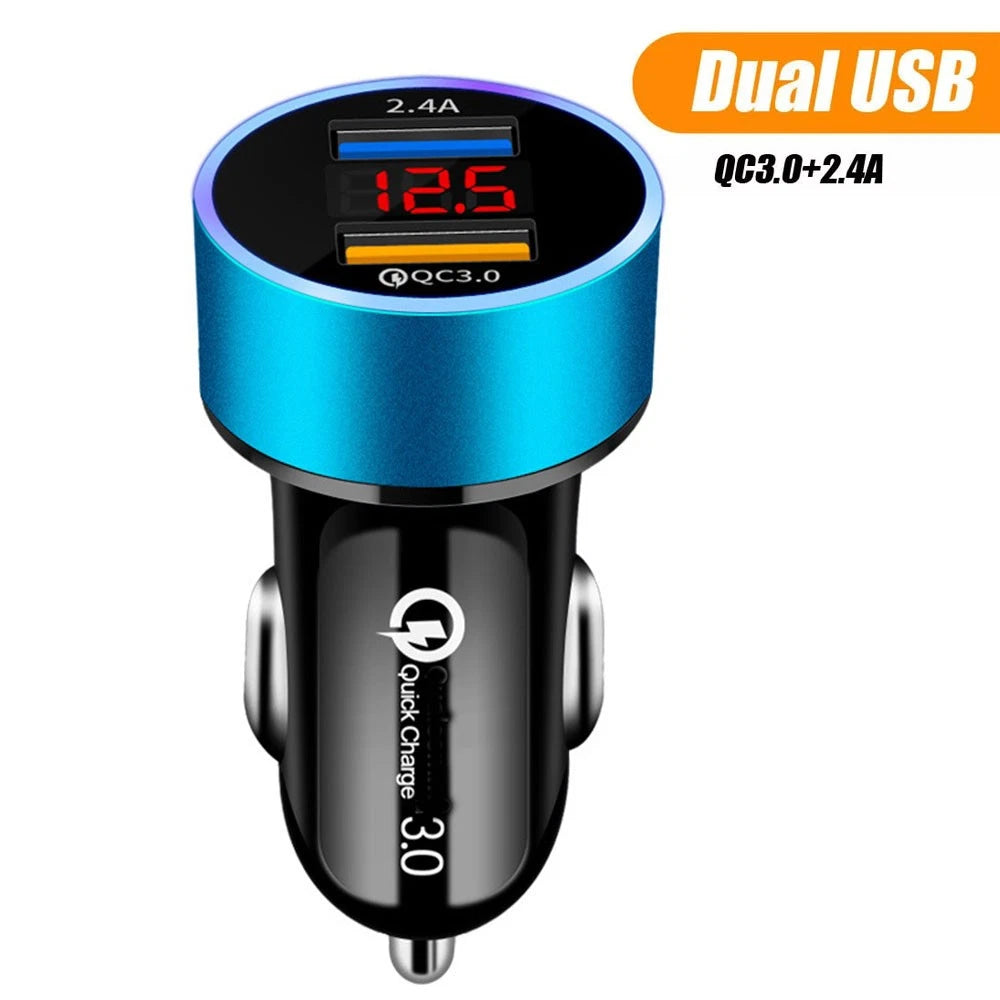 Dual USB Fast Charger Adapter for Car (QC3.0, 12-24V)