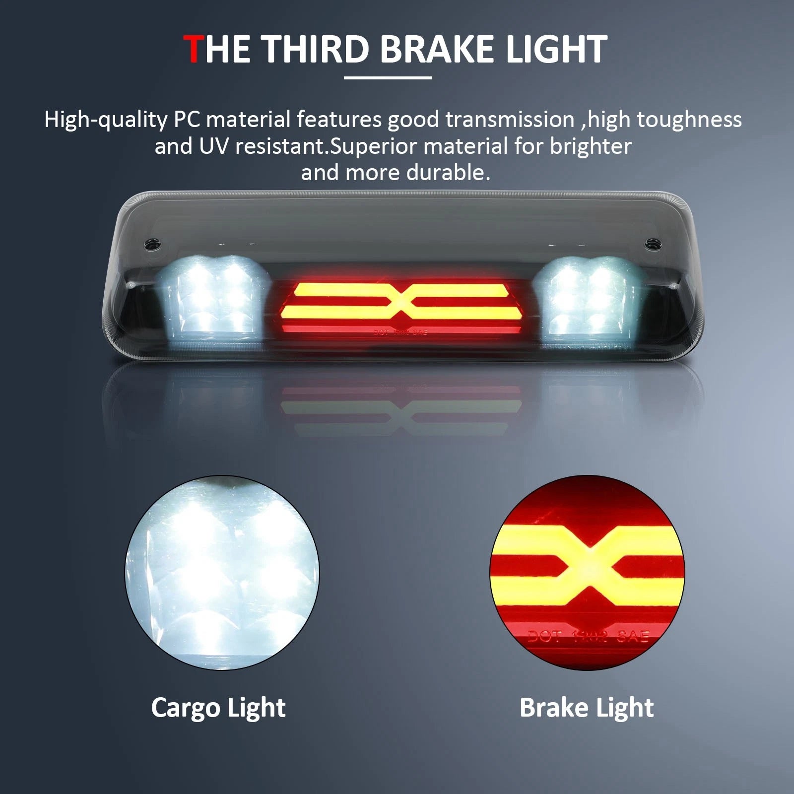 3rd Brake Light for Ford F-150 Ford Lobo (2004–2008) Black Housing Smoke Lens