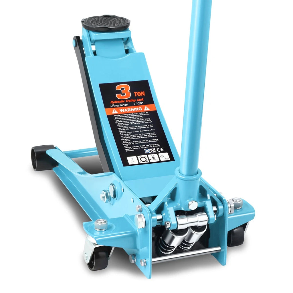 3-Ton Hydraulic Floor Jack for Sky Blue Black (6000 lbs Capacity)