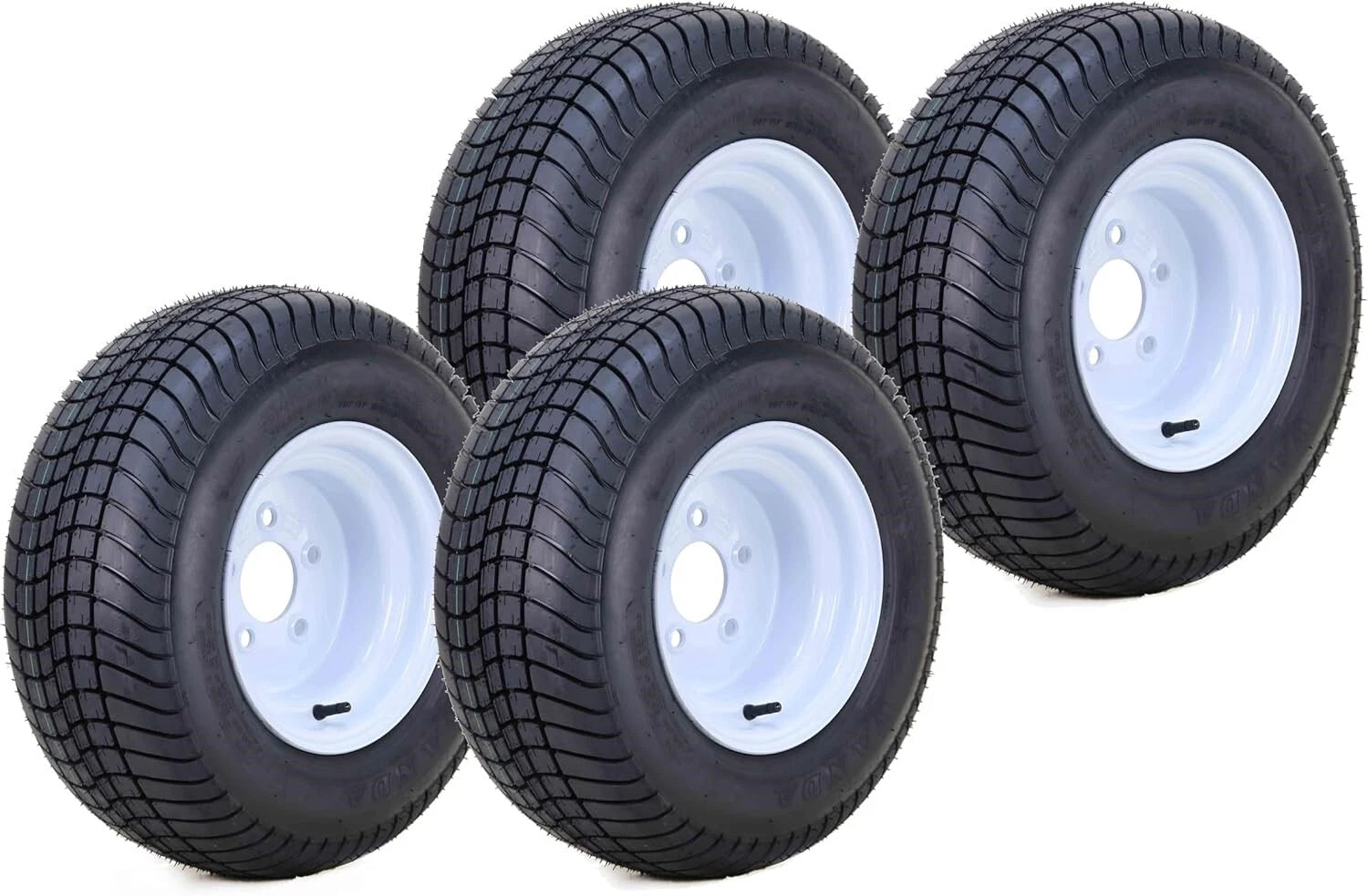 Set of 4 WANDA Golf Cart Tire Rim 205/65-10 4-Ply 5 Lug 4.5" White Wheel