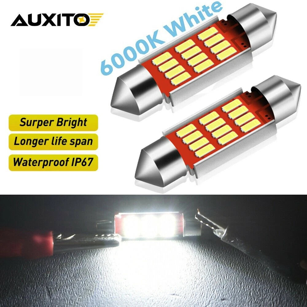 White LED Bulbs DE3423 6418 36MM for Various Vehicles (2010–2023)