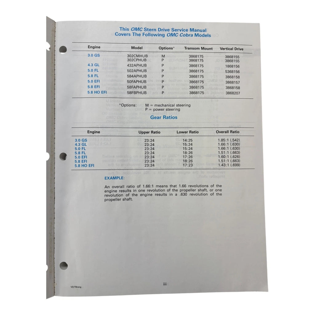 OMC Cobra Stern Drives Service Manual for Cobra (1990–1998) 503167