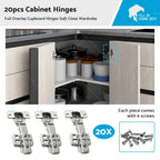 Set of 20 Soft Close 35mm Cabinet Hinges for Kitchen Cupboard Doors