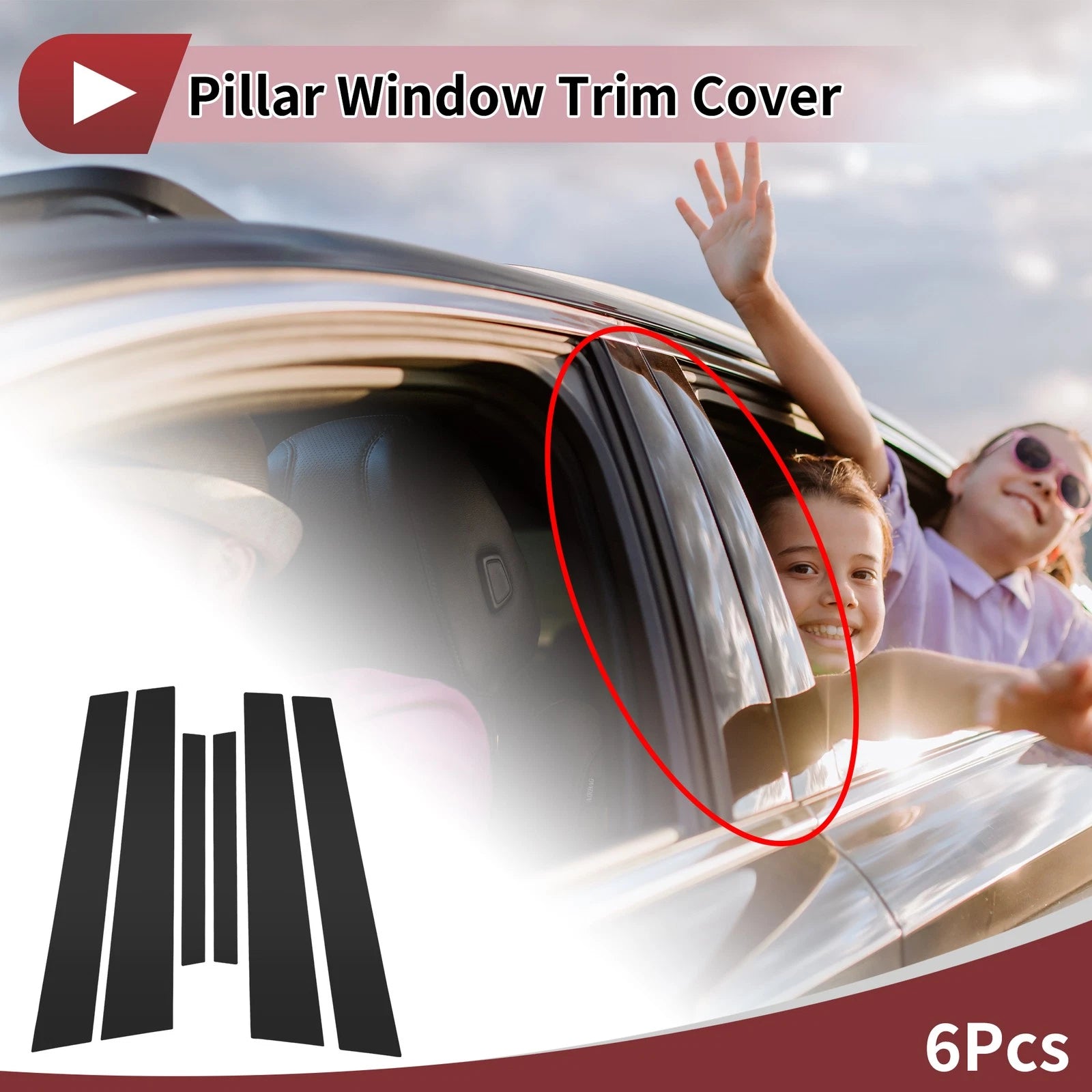 6 Pcs Door Pillar Window Trim for Nissan Maxima (2004–2008) Black