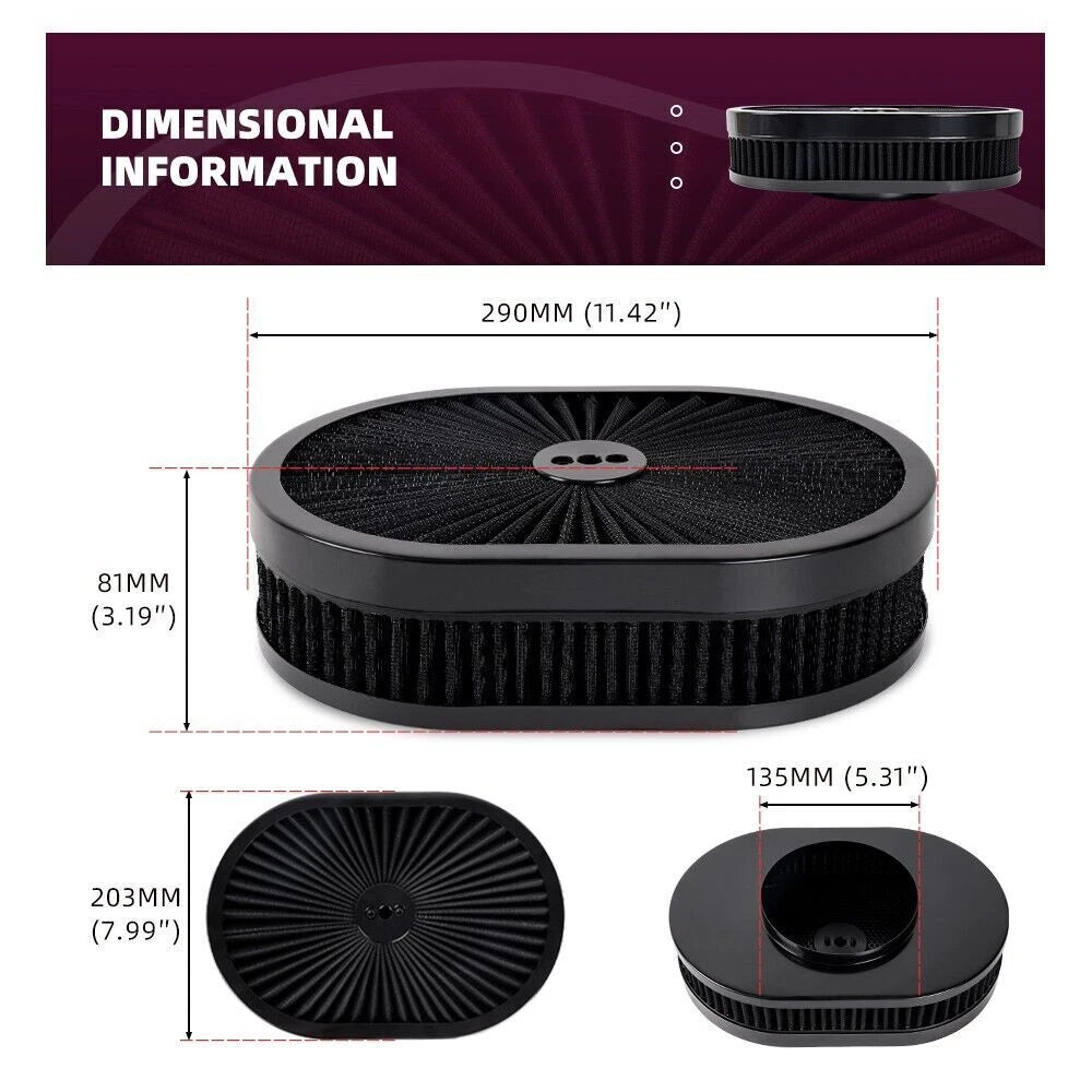 12" Oval Full Finned Air Cleaner for Demon Carburetors