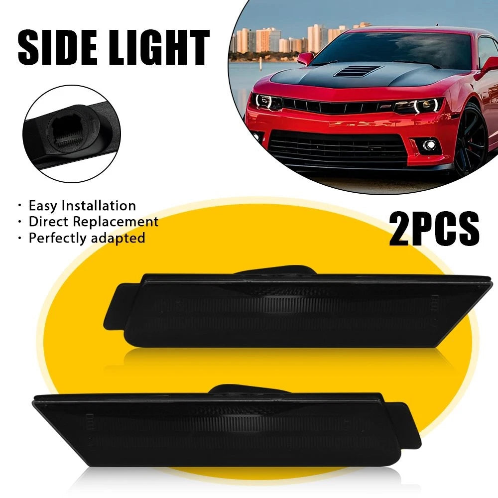 2PC Smoked LED Front Side Marker Lights for Chevy Camaro (2010–2015)
