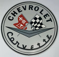 Chevrolet Corvette Metal Sign Replacement Crossed Flags Emblem 18 Inch (2005–2019)