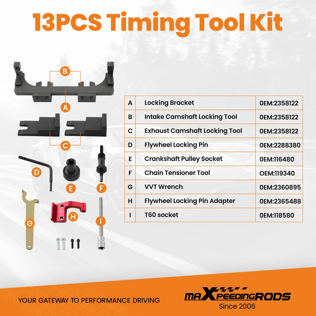 Camshaft Alignment Timing Tool Kit for BMW MINI B38 A12 A15 B48 B58 (2014–2023)