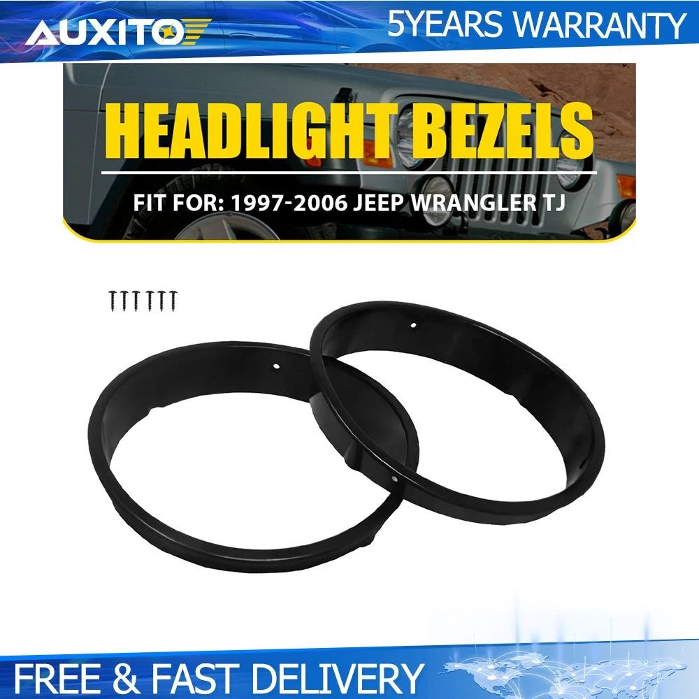Set of 2 Headlight Bezel Lamp Covers for Jeep Wrangler TJ (1997–2006)