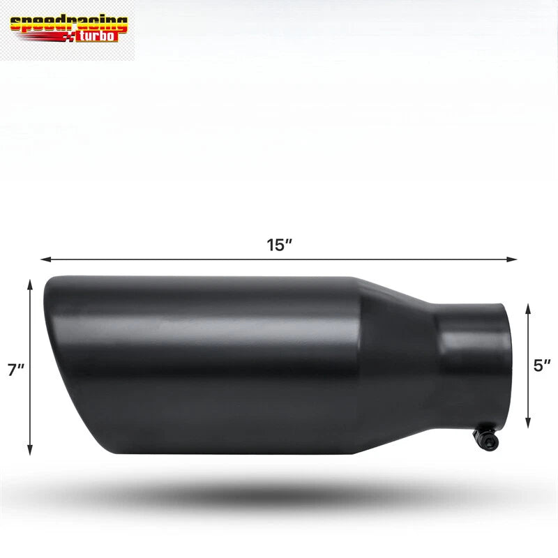 15" Black Slant Exhaust Pipe Tip for Universal Fit (5" Inlet, 7" Outlet)