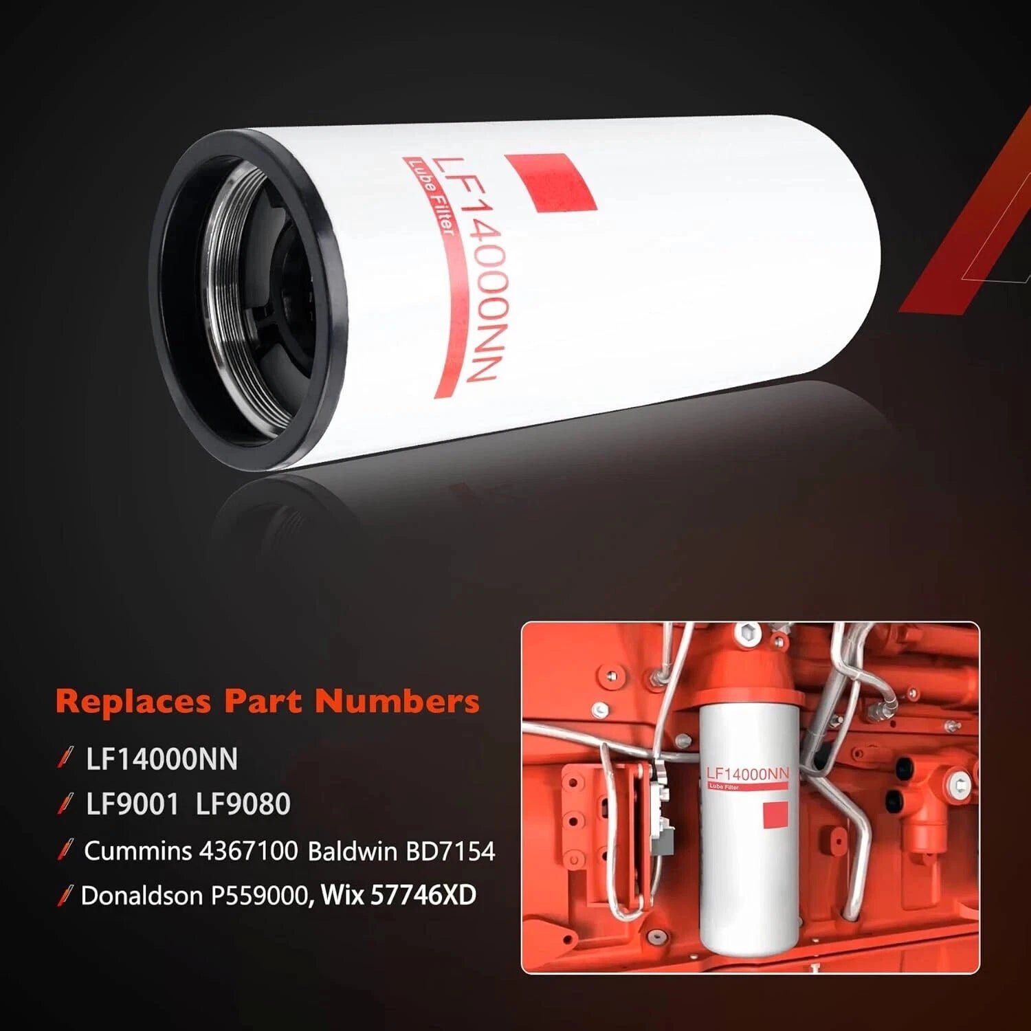 6X Oil Filter for Cummins ISX ISM X12 (LF14000NN, LF9080, LF9001)