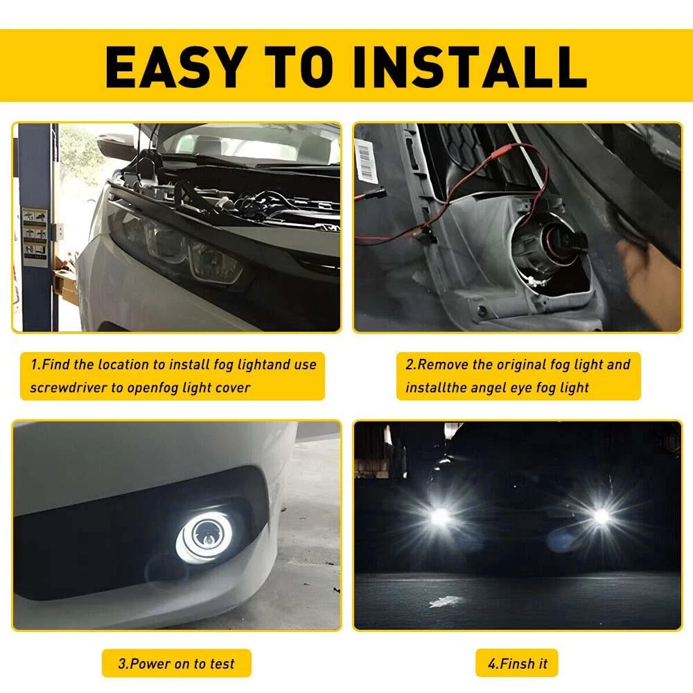 2X 3 Inch Round LED Fog Lights for Universal Vehicles (2010–2023)