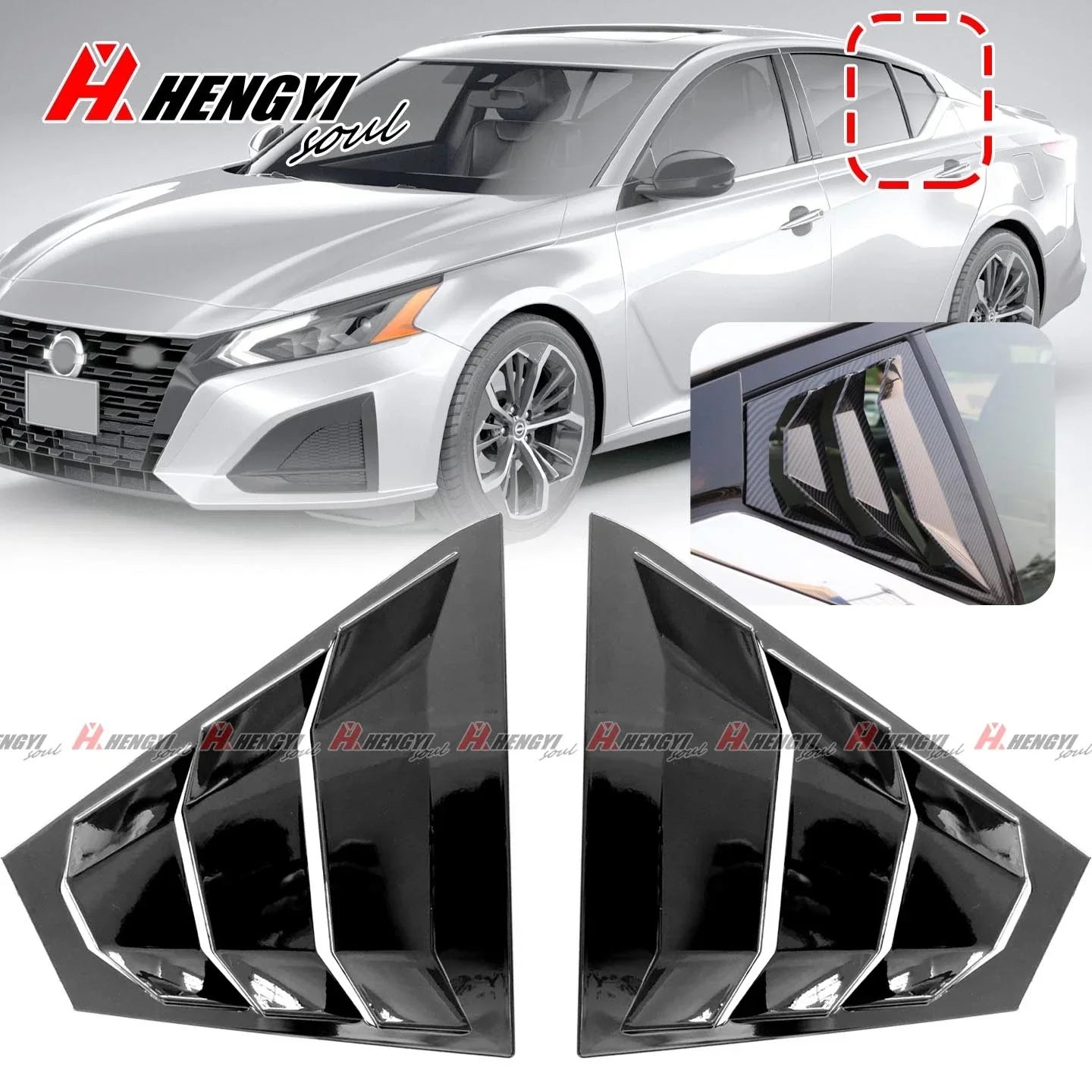 Side Rear Window Louver Shutter Cover Trim Black for Nissan Altima (2023–2024)