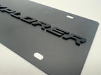 Black Metal License Plate with 3D Ford Explorer Script for Ford Explorer (2011–2019)