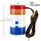 12V 750GPH Electric Bilge Pump for Boat Marine (Submersible Sump)