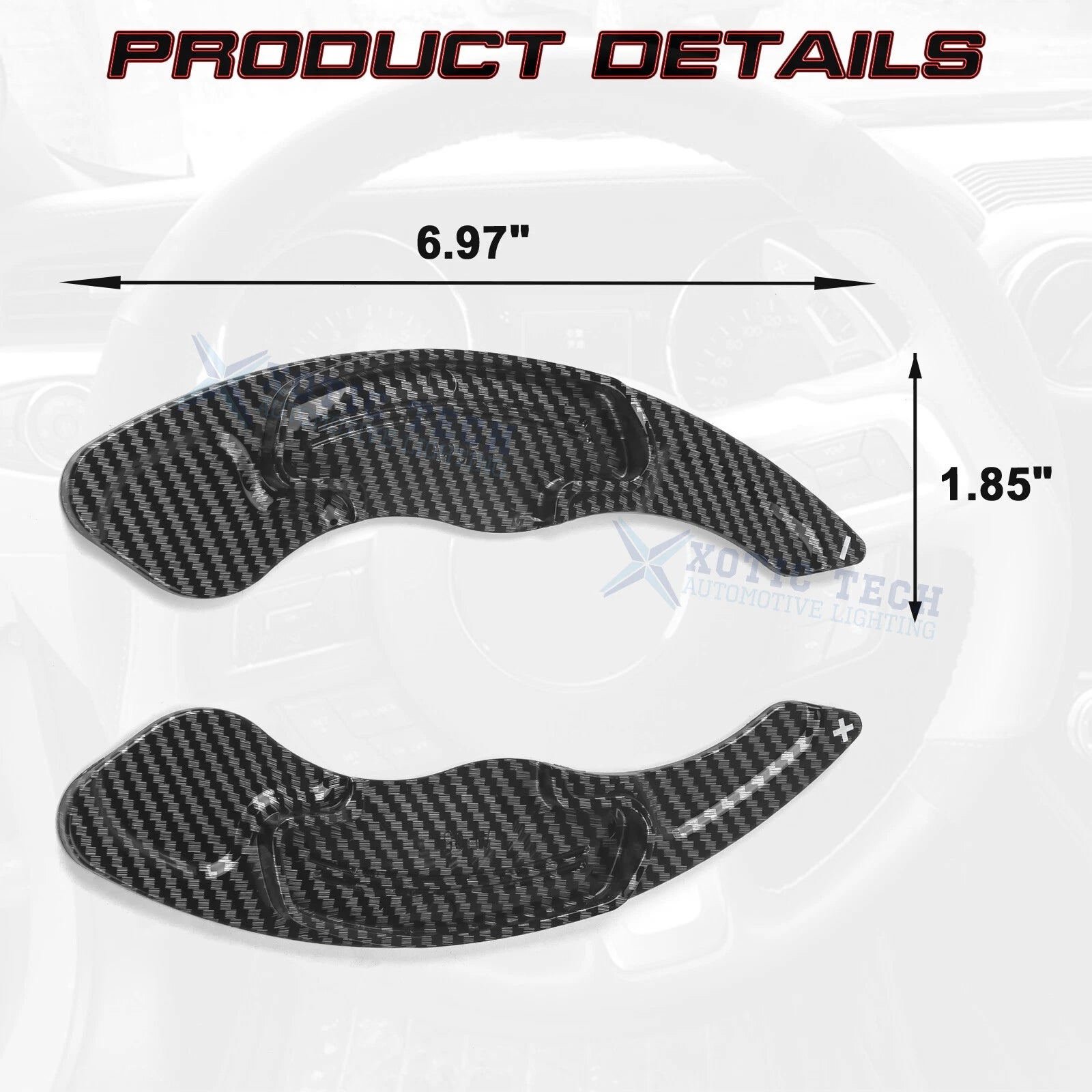 Carbon Look Paddle Extended Shift Decor Trim for Honda Civic (2016-2021)