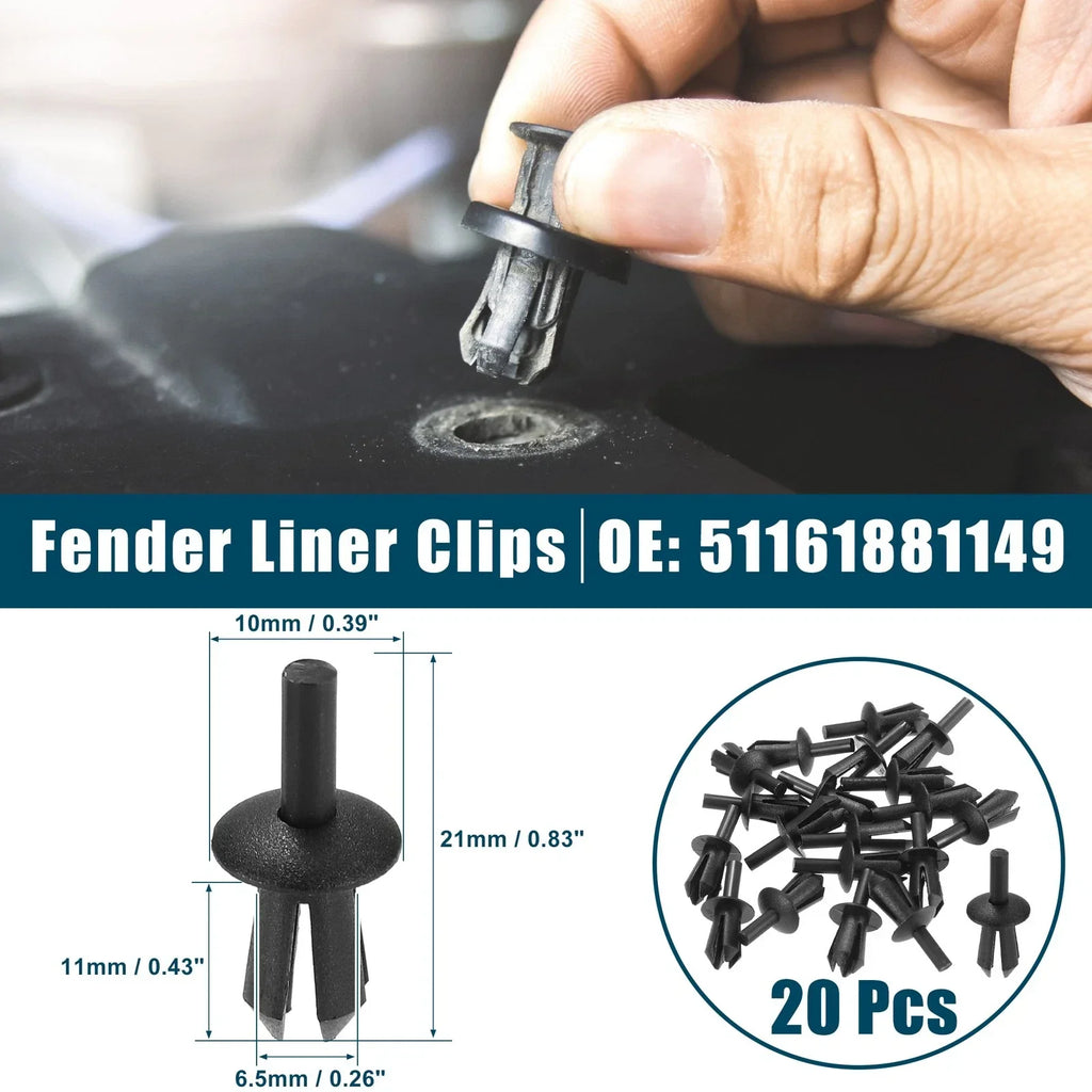 Fender Liner Clips Replacement 20 Pcs for BMW 128i Black