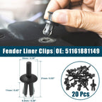 Fender Liner Clips Replacement 20 Pcs for BMW 128i Black