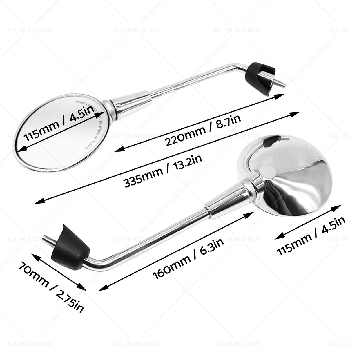 Chrome Rearview Mirror Set for Vespa Primavera 50 125 150 (2014–2022)