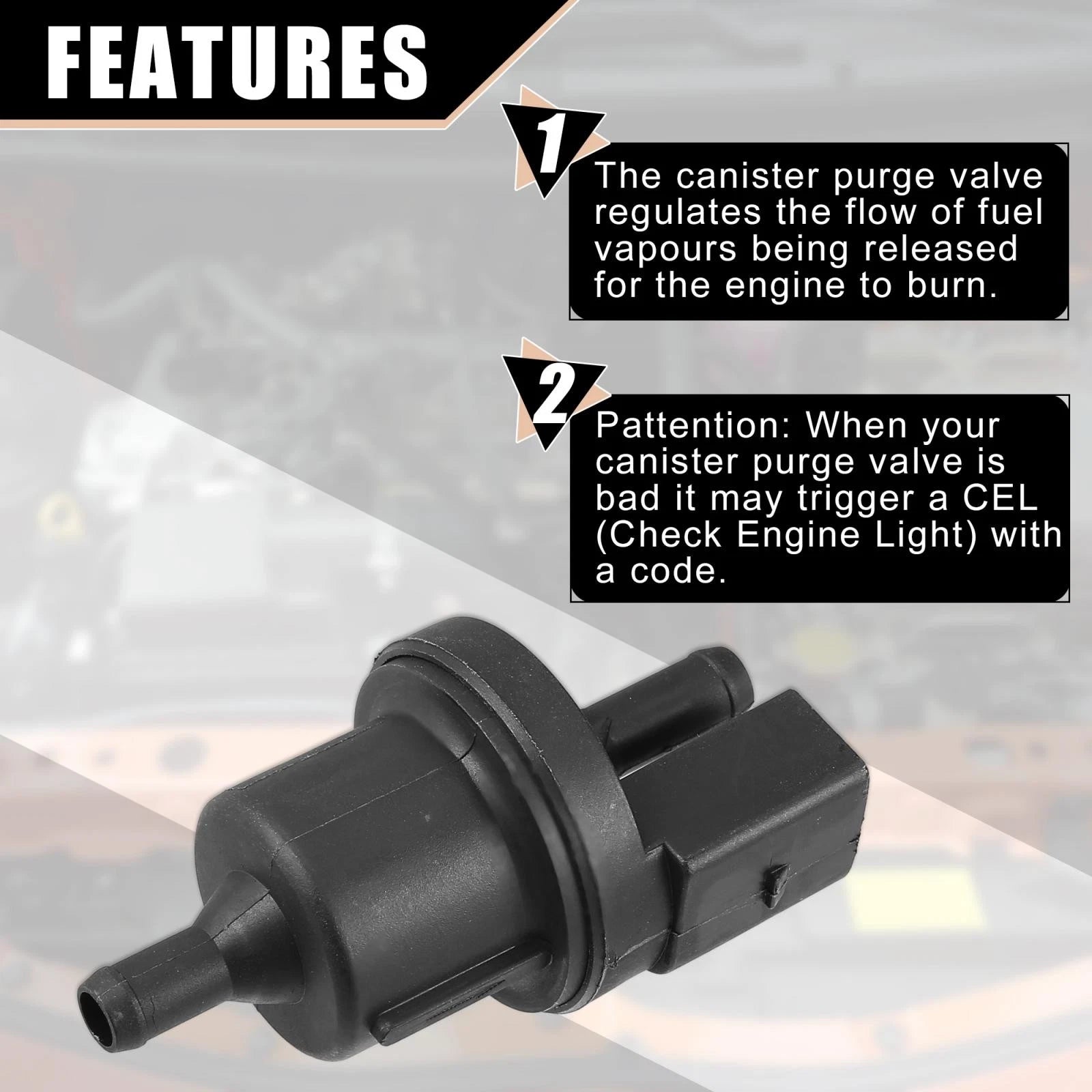 Vapor Canister Vacuum Solenoid Purge Valve for Volkswagen Audi (2006–2015) 06E906517A