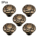 Set of 5 Antique Flower Pull Handles for Cabinets and Drawers