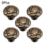 Set of 5 Antique Flower Pull Handles for Cabinets and Drawers