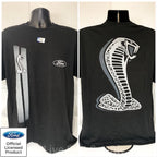 Ford Mustang Licensed T-Shirt Black with Shelby Cobra Snake Logo (2005–2026)