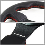 NRG Reinforced Steering Wheel 32cm for Universal Fit (Type-R, Black Leather)