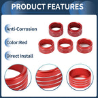 Set of 5 AC Media Volume Switch Knob Cover Rings for Dodge RAM (2018–2022) Red