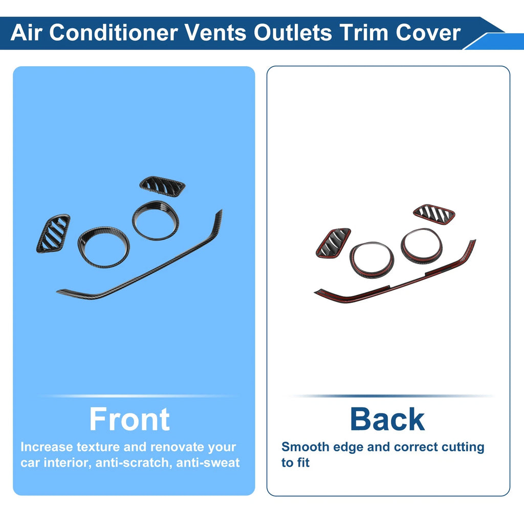 Set of 5 Air Condition Outlet Vent Trim Covers for Kia Forte K3 (2019–2024) Black