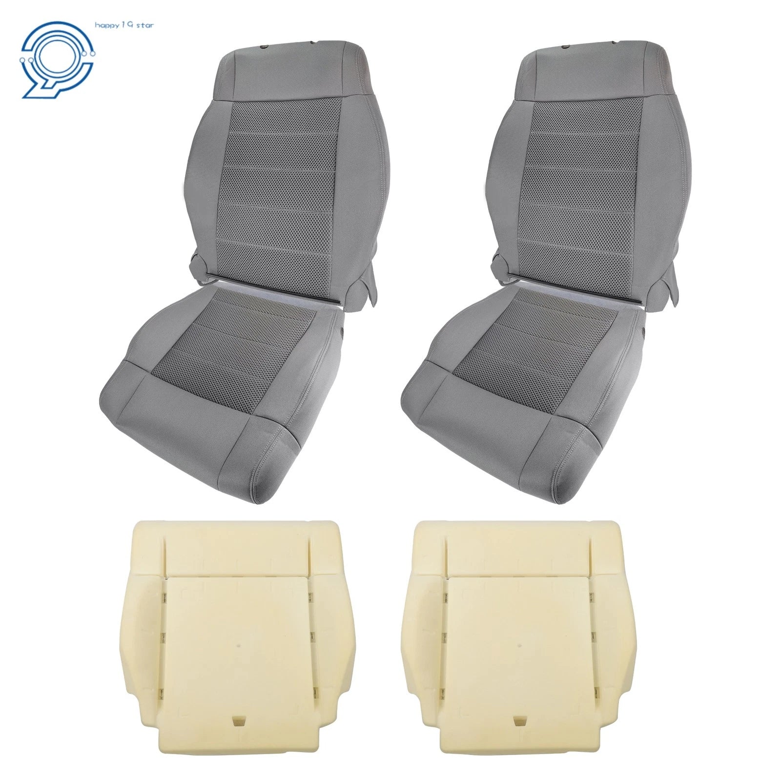 Set of 2 Cloth Seat Covers with Foam Cushion for Jeep Wrangler (2007–2012)