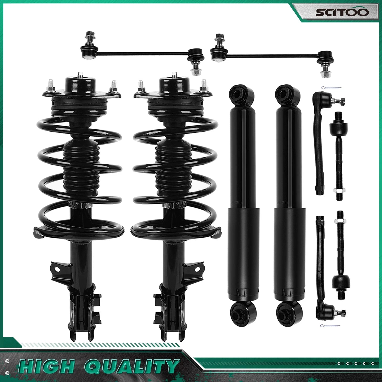 Front Struts Rear Shocks Sway Bars Tie Rods Kit for Kia Forte Koup (2010–2013)