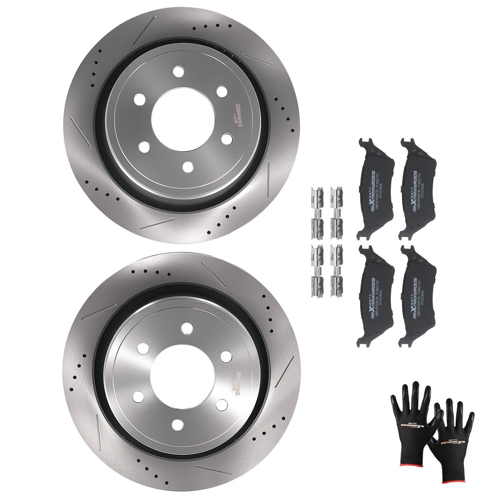 Set of 4 Rear Brake Rotors and Pads for Ford F-150 (2012–2020) S-5418 D1602