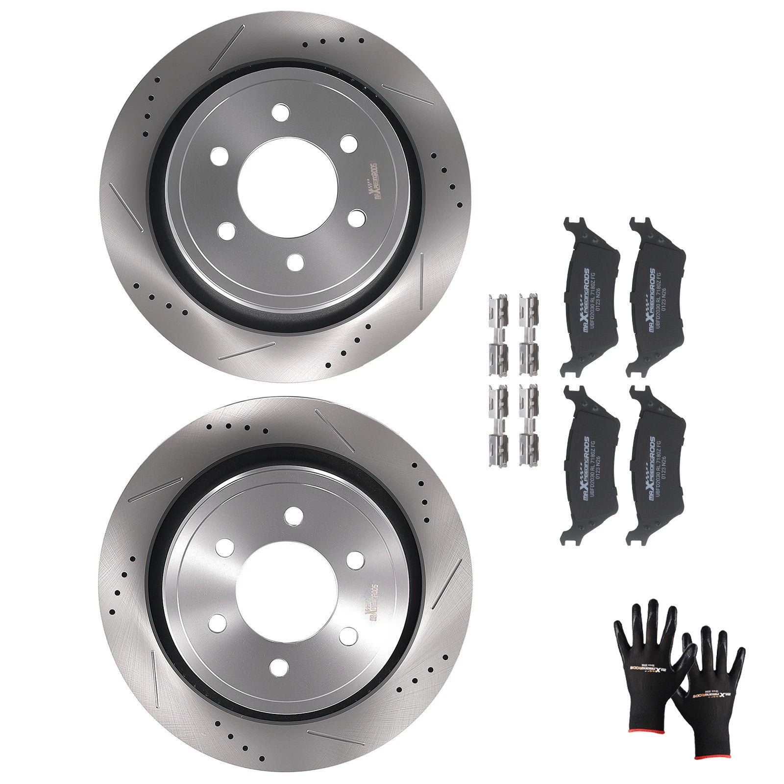 Set of 4 Rear Brake Rotors and Pads for Ford F-150 (2012–2020) S-5418 D1602