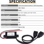 12V to 5V 3A DC Dual USB Step Down Buck Converter for Dash Cam (2010–2023)