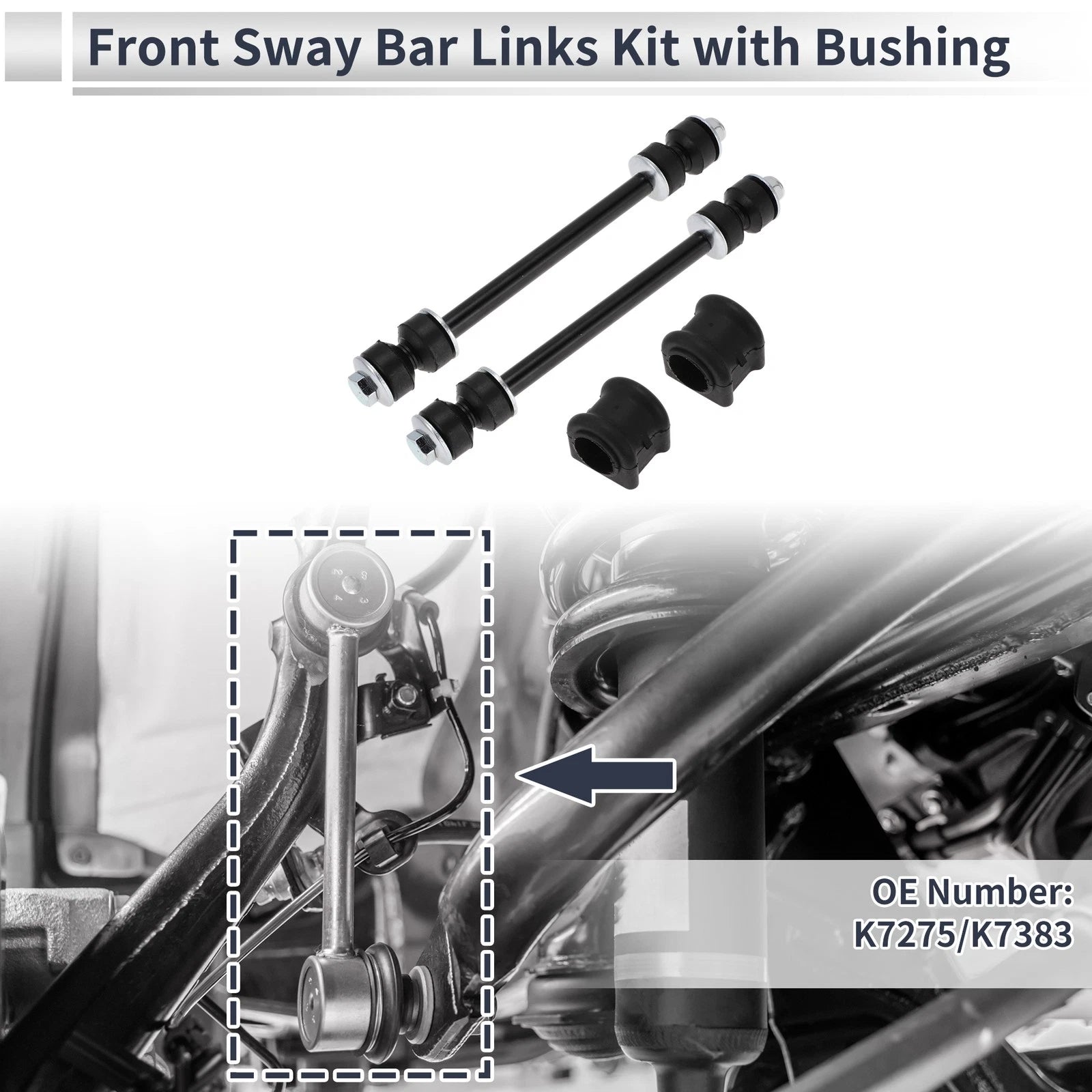 Front Stabilizer Bar Links with 2 Pcs Bushing for Dodge Ram 1500 