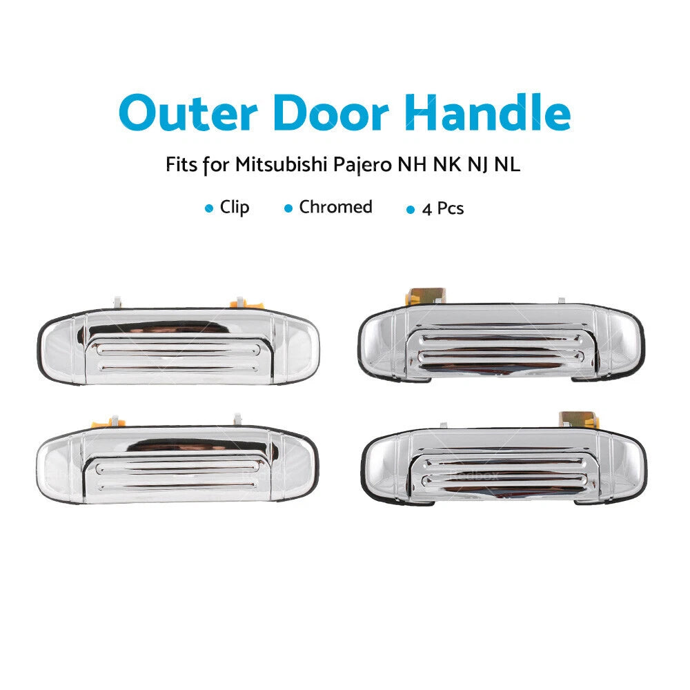 Set of 4 Chrome Outer Door Handles for Mitsubishi Pajero (1991–2000)