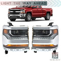 Set of 2 Headlights for Chevy Silverado 1500 (2016–2018) HID/Xenon LED DRL
