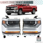 Set of 2 Headlights for Chevy Silverado 1500 (2016–2018) HID/Xenon LED DRL