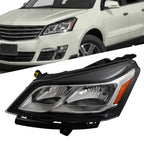 Headlight for Chevy Traverse (2013–2017) Driver Side Halogen Black