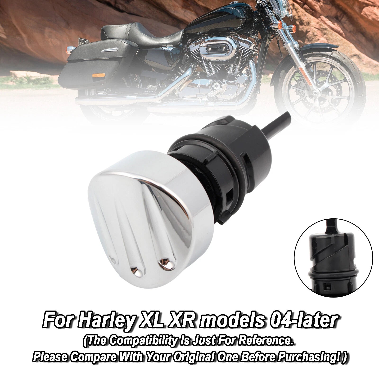 Oil Dipstick Tank Cap Plug for Sportster XL883 XL1200 (2004–2016) Silver